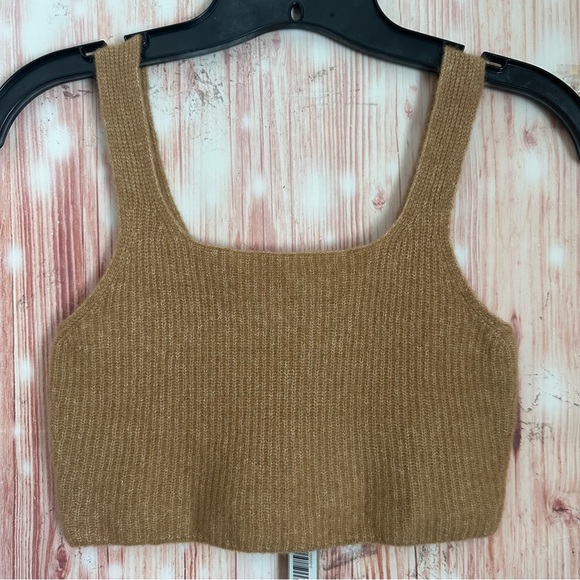 Everlane Camel Tan The Cozy Stretch Cropped Wool Blend Tank Top - Picture 2 of 9